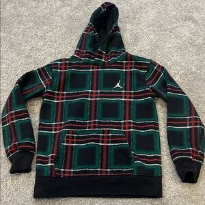 Jordan Kids Plaid Hoodie - Black, Green, Red